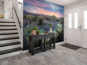 Hot Cactusveld bij zonsondergang fotobehang Bloemen