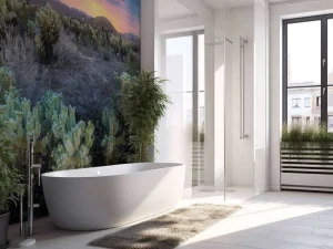 Hot Cactusveld bij zonsondergang fotobehang Bloemen