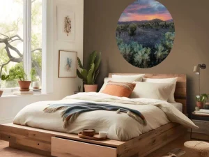 Hot Cactusveld bij zonsondergang fotobehang Bloemen