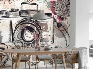 Online Camera vintage design fotobehang Keuken | Gang
