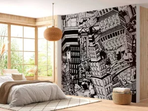 Fashion Cartoon stad fotobehang Tienerkamer | Kinderkamer