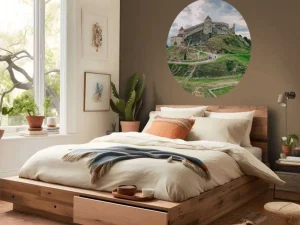 Discount Cetatea Râșnov op een bewolkte dag fotobehang Architectuur