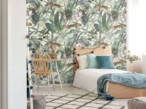New Cheetah tussen de tropische bladeren Kinderkamer | Dieren