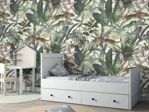 New Cheetah tussen de tropische bladeren Kinderkamer | Dieren