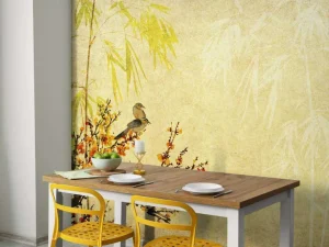 Outlet Chinees schilderij met kersenbloesem fotobehang Kunst & Design | Bloemen