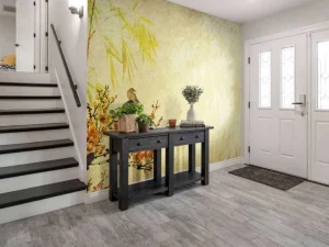 Outlet Chinees schilderij met kersenbloesem fotobehang Kunst & Design | Bloemen