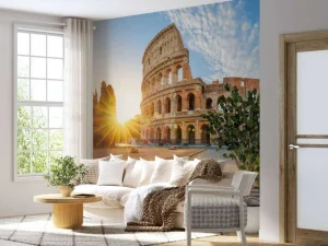 Discount Colosseum in Rome bij zonsopkomst fotobehang Architectuur