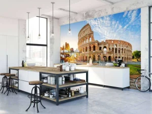 Discount Colosseum in Rome bij zonsopkomst fotobehang Architectuur