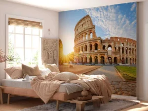 Discount Colosseum in Rome bij zonsopkomst fotobehang Architectuur