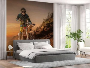New Crossmotor bij zonsondergang fotobehang Tienerkamer | Transport