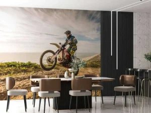 Outlet Crossmotor op een zandpad fotobehang Tienerkamer | Transport