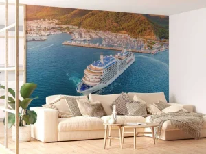 Hot Cruiseschip in de haven fotobehang Tienerkamer | Transport