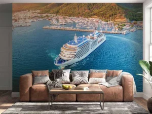 Hot Cruiseschip in de haven fotobehang Tienerkamer | Transport