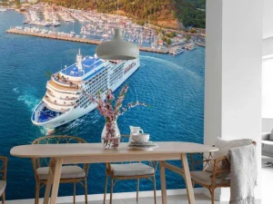 Hot Cruiseschip in de haven fotobehang Tienerkamer | Transport