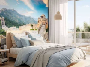 Online De Chinese Muur bij zonsondergang fotobehang Architectuur