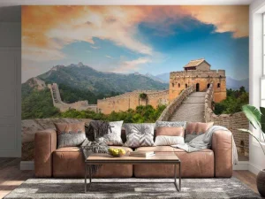 Online De Chinese Muur bij zonsondergang fotobehang Architectuur