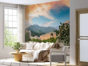 Online De Chinese Muur bij zonsondergang fotobehang Architectuur
