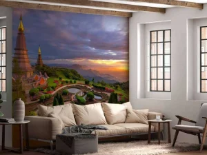 Sale De Doi Inthanon berg bij zonsondergang fotobehang Architectuur