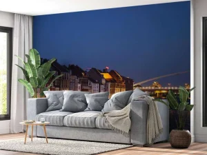 Clearance De Hoge Brug in de avond fotobehang Architectuur