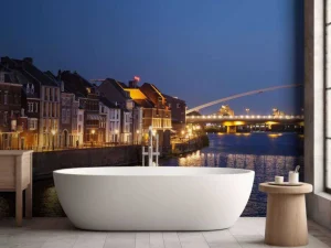 Clearance De Hoge Brug in de avond fotobehang Architectuur