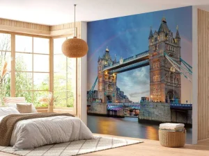 Hot De London Tower Bridge onder een regenboog fotobehang Architectuur
