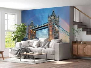 Hot De London Tower Bridge onder een regenboog fotobehang Architectuur