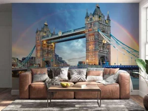 Hot De London Tower Bridge onder een regenboog fotobehang Architectuur
