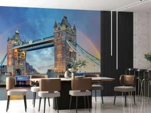 Hot De London Tower Bridge onder een regenboog fotobehang Architectuur