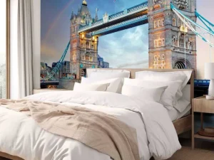 Hot De London Tower Bridge onder een regenboog fotobehang Architectuur