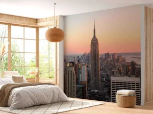 Outlet De Skyline van New York bij zonsondergang fotobehang Architectuur