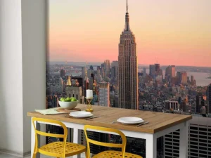 Outlet De Skyline van New York bij zonsondergang fotobehang Architectuur