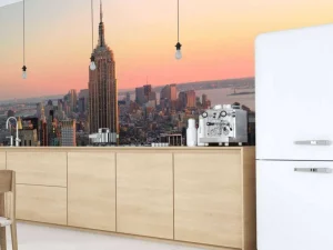 Outlet De Skyline van New York bij zonsondergang fotobehang Architectuur