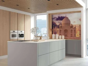 Online De Taj Mahal bij zonsondergang fotobehang Architectuur