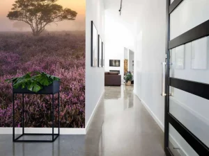 Clearance De Veluwe in de vroege ochtend fotobehang Bloemen