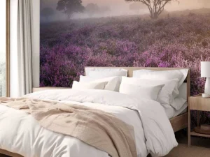 Clearance De Veluwe in de vroege ochtend fotobehang Bloemen