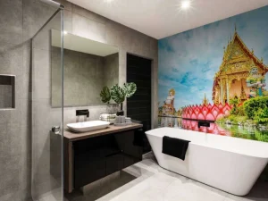 Discount De Wat Plai Laem Boeddhistische tempel met standbeelden fotobehang Architectuur