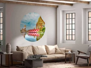 Discount De Wat Plai Laem Boeddhistische tempel met standbeelden fotobehang Architectuur