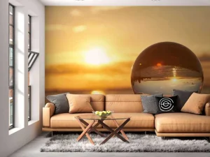Hot De zee door een kristallen bol fotobehang Kunst & Design | 3d