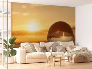 Hot De zee door een kristallen bol fotobehang Kunst & Design | 3d