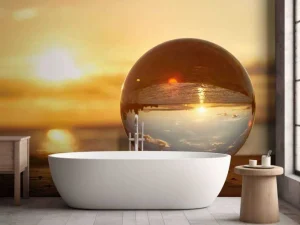 Hot De zee door een kristallen bol fotobehang Kunst & Design | 3d