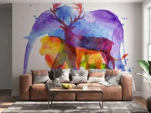 Clearance Dieren aquarel fotobehang Kinderkamer | Dieren