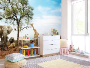 Best Dieren in een droog landschap fotobehang Tienerkamer | Dieren