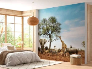 Best Dieren in een droog landschap fotobehang Tienerkamer | Dieren