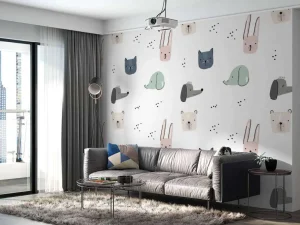 Sale Dieren tekeningen print fotobehang Babykamer