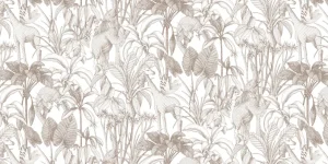 Hot Dieren tussen de palmbomen taupe Kinderkamer