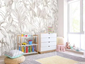Hot Dieren tussen de palmbomen taupe Kinderkamer