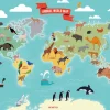 Outlet Dieren wereldkaart Kinderkamer | Dieren