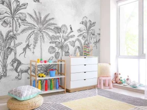 Hot Dierenjungle grijs Kinderkamer | Dieren