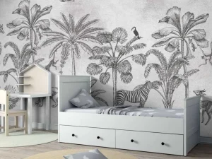 Hot Dierenjungle grijs Kinderkamer | Dieren