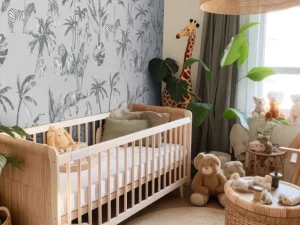 Hot Dierenjungle patroon grijs Kinderkamer